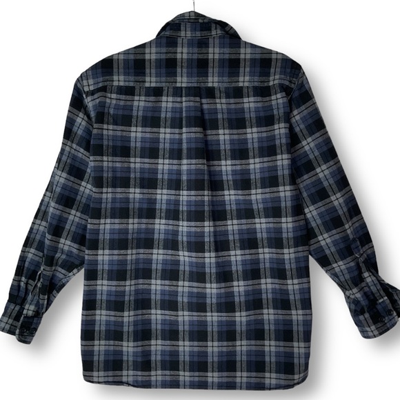 LL Bean Mens Vintage Freeport Main Plaid Flannel Shirt Cotton Chamois Blue Sz M - Picture 8 of 11